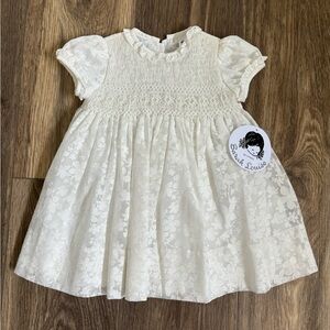 Sarah Louise White Baby Girl Smocked Dress 12 months (Easter or baptism dress)